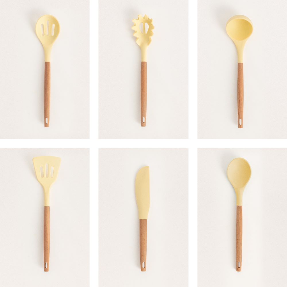 Set de Utensilios Silicona Madera para cocina Create Ikohs