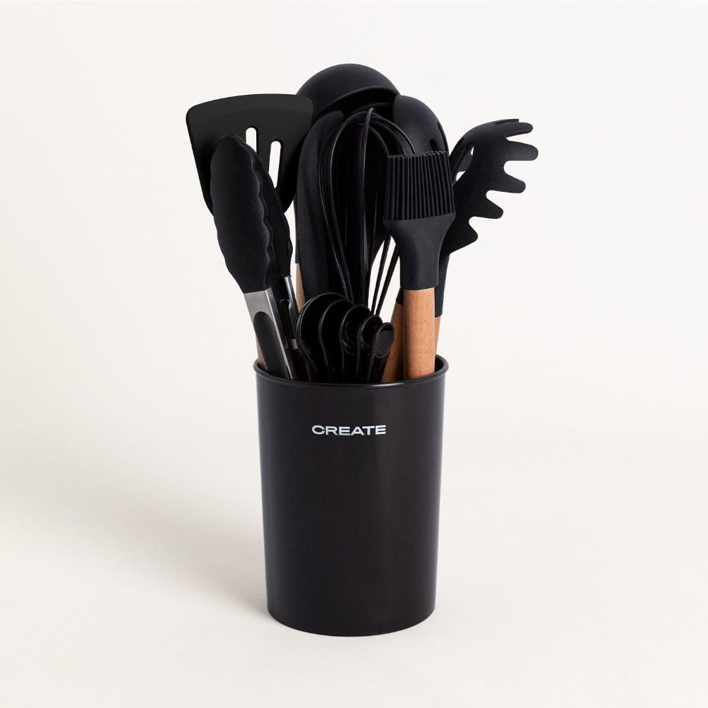 Set de Utensilios Silicona Madera para cocina Create Ikohs