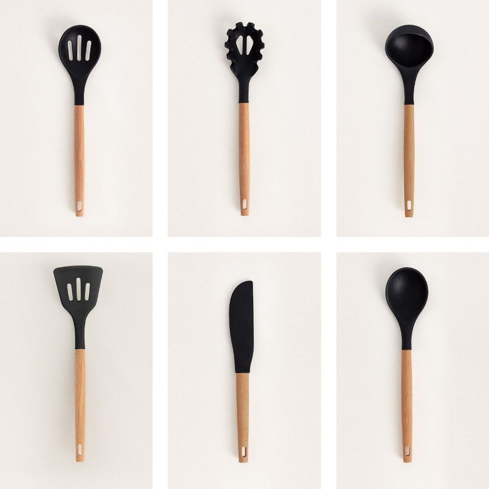 Set de Utensilios Silicona Madera para cocina Create Ikohs