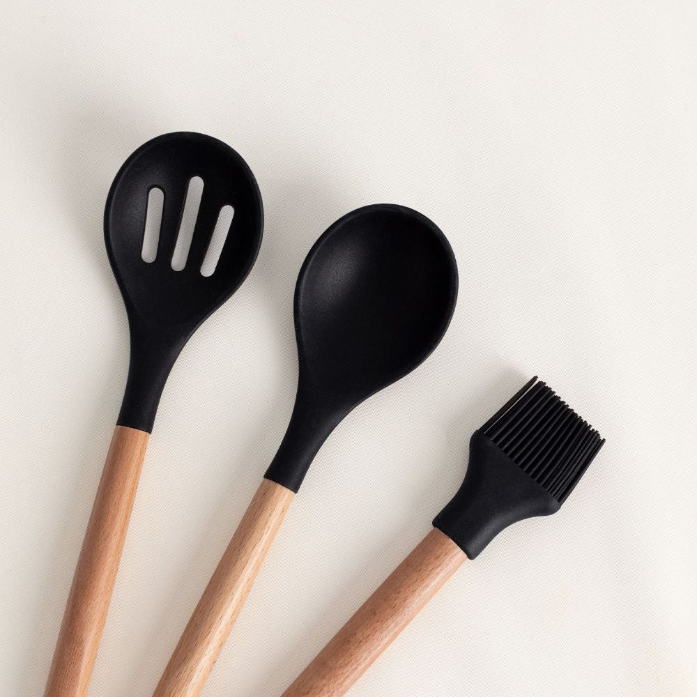 Set de Utensilios Silicona Madera para cocina Create Ikohs