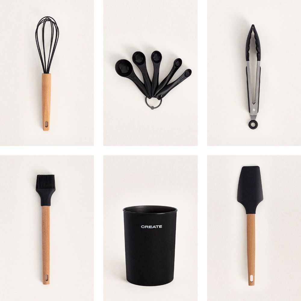 Set de Utensilios Silicona Madera para cocina Create Ikohs