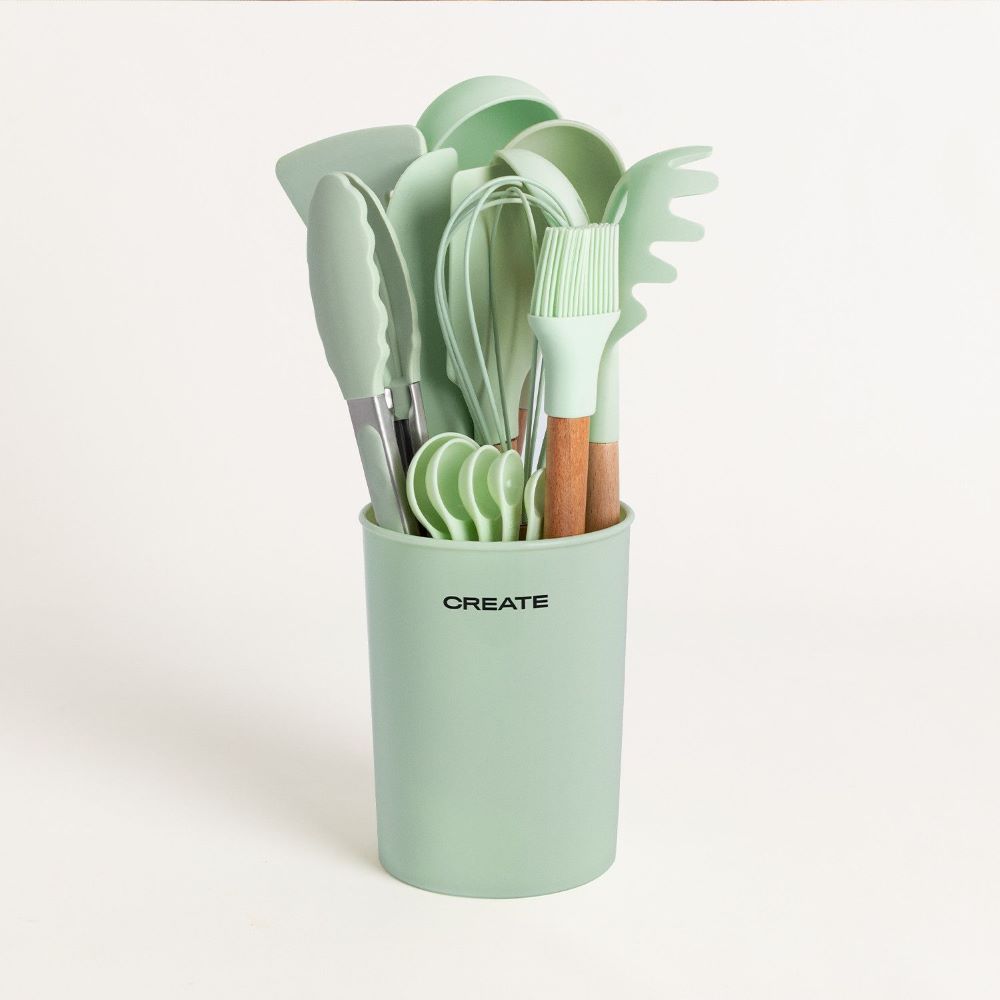 Set de Utensilios Silicona Madera para cocina Create Ikohs
