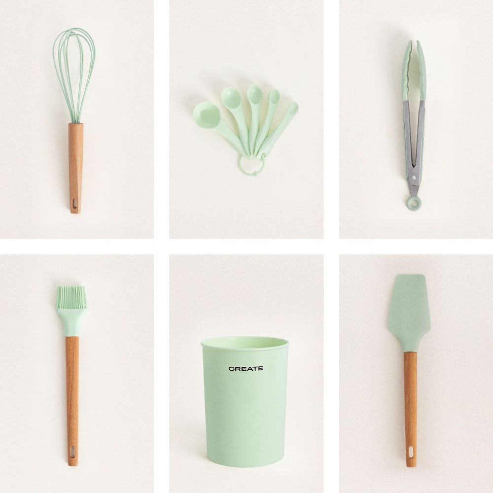 Set de Utensilios Silicona Madera para cocina Create Ikohs