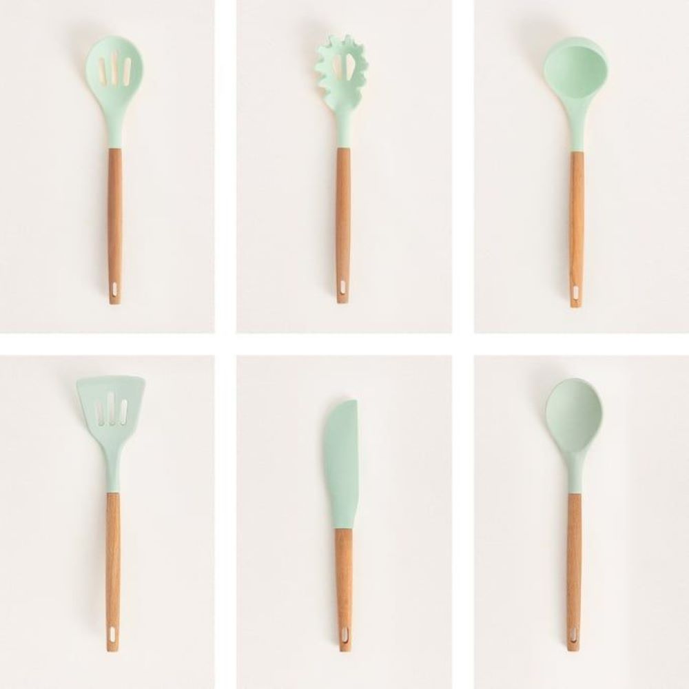 Set de Utensilios Silicona Madera para cocina Create Ikohs