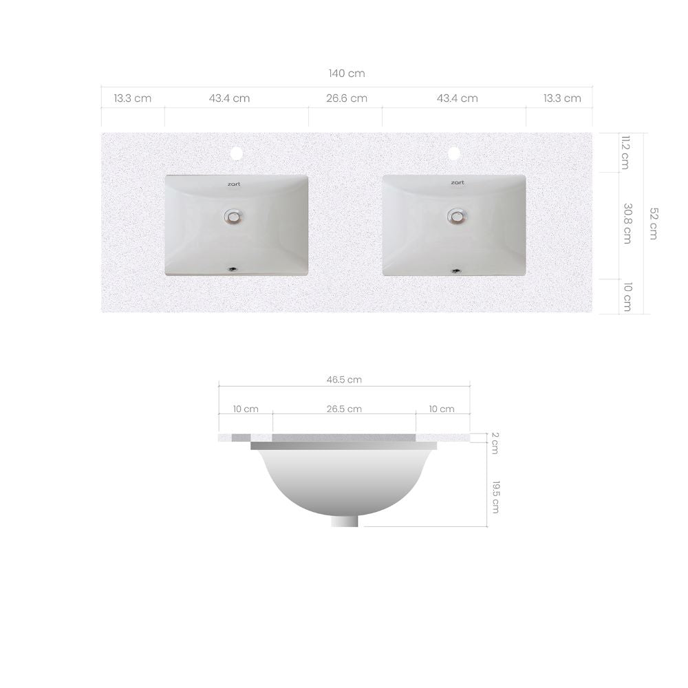 Lavamanos S con Cubierta Silestone D 140x50 Zart