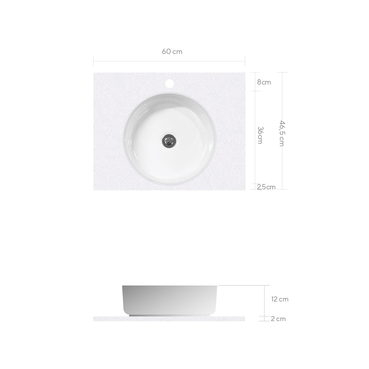 Lavamanos Sobreponer Cubierta Silestone S 60x47