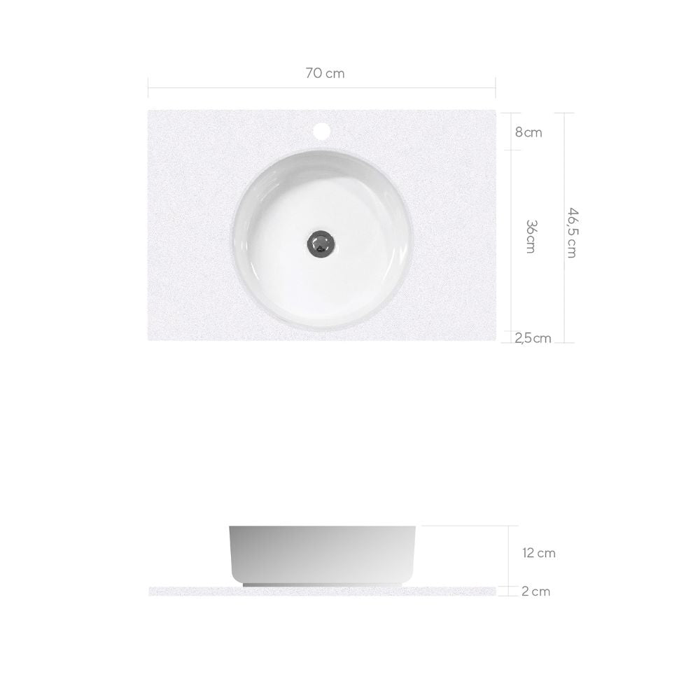 Lavamanos Sobreponer Cubierta Silestone S 70x47
