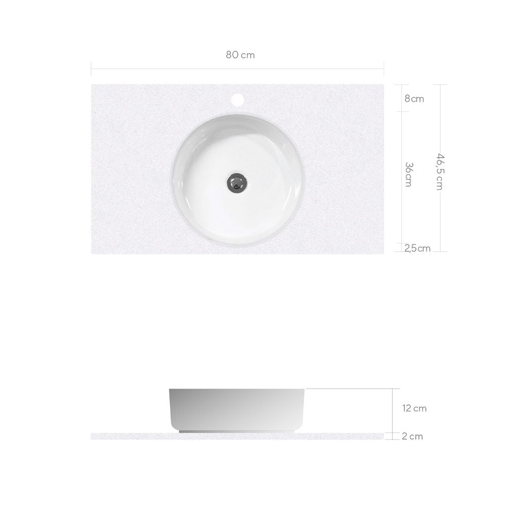 Lavamanos Sobreponer Cubierta Silestone S 80x47
