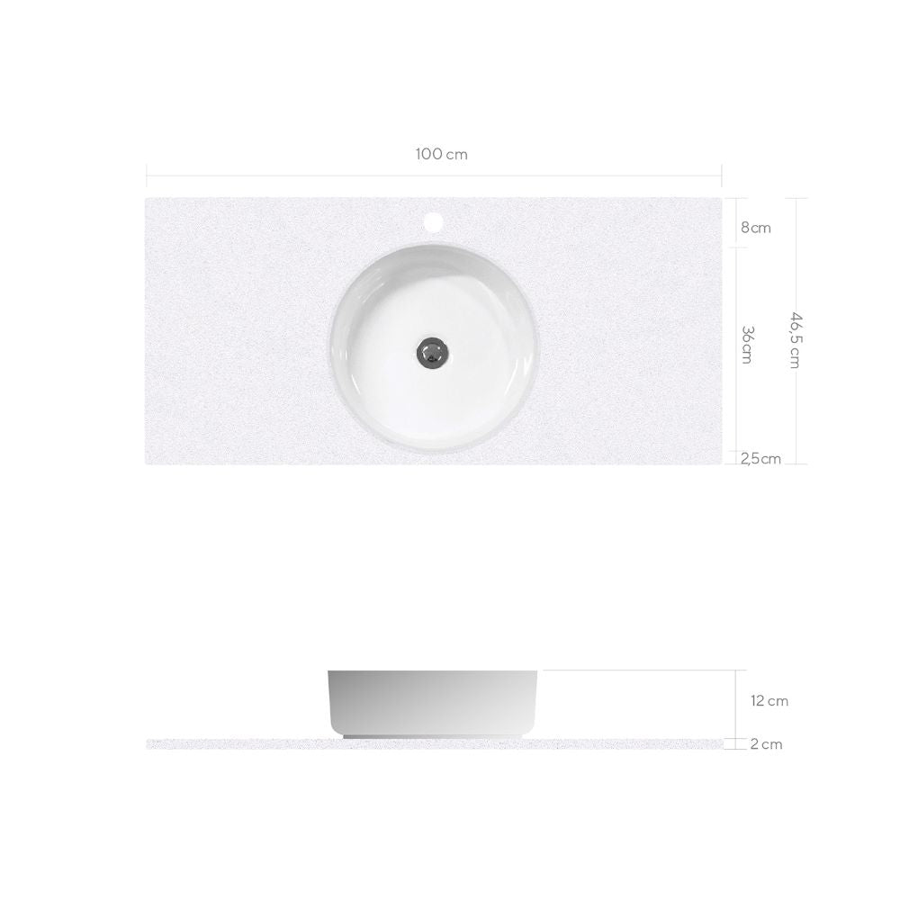 Lavamanos Sobreponer Cubierta Silestone S 100x47