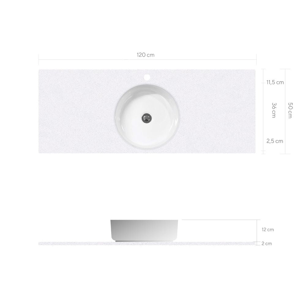 Lavamanos Sobreponer Cubierta Silestone S 120x47