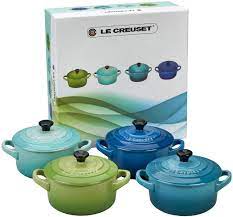 SET 4 MINI COCOTTE VERDE/AZUL LE CREUSET