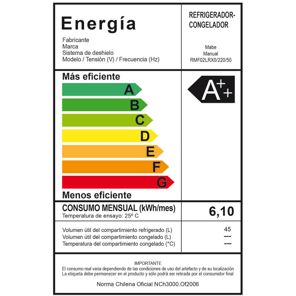 Frigobar Inox 45 Lt RMF02LRX0 Mabe