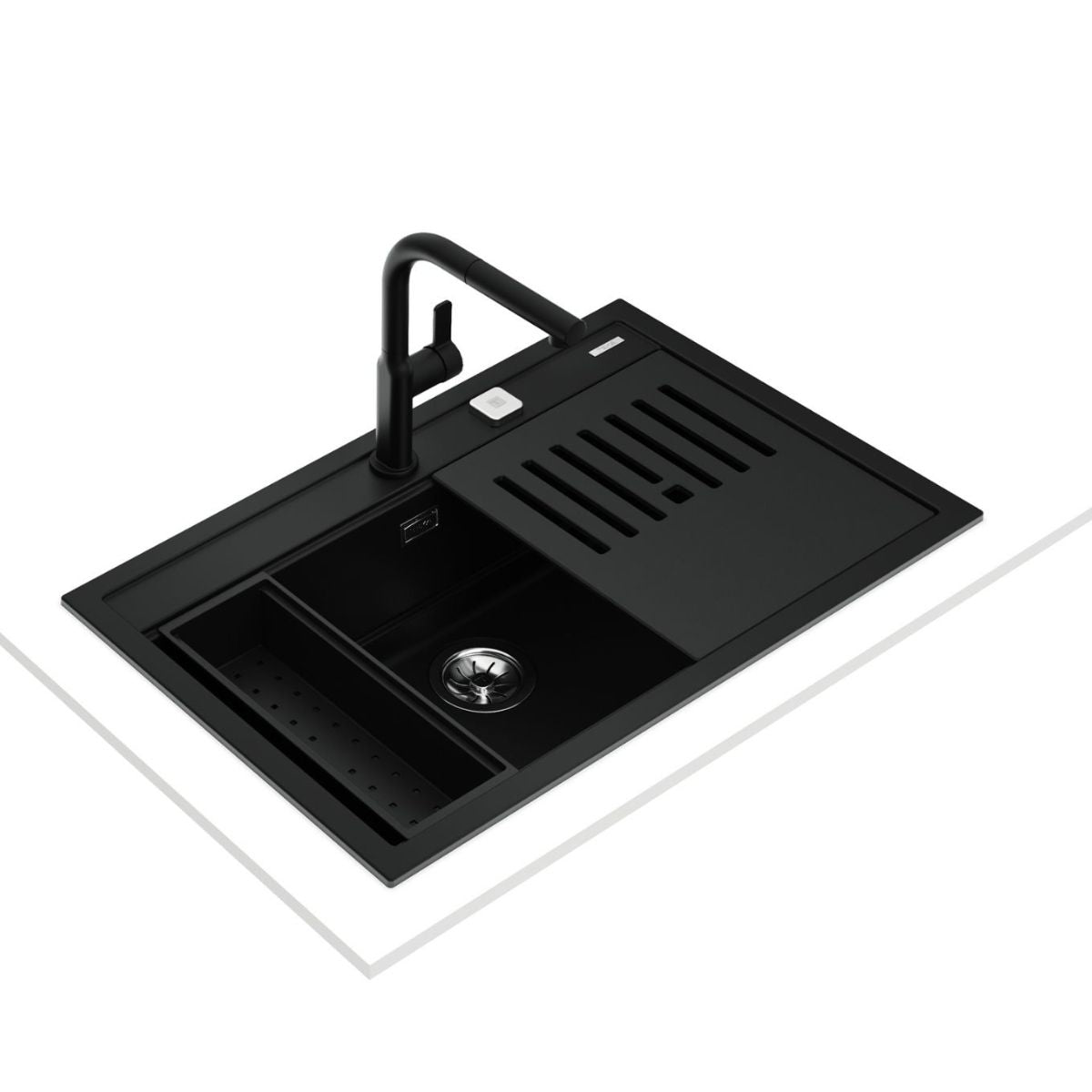 Lavaplatos Empotrable 79 x 51 cm Tegranite NOVA 80 WS-TG Black Teka