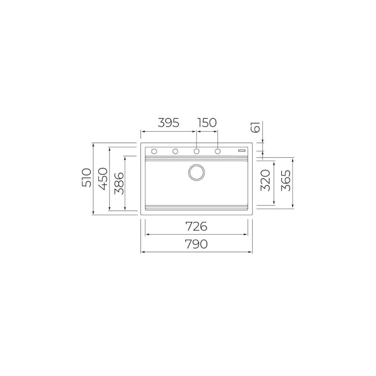 Lavaplatos Empotrable 79 x 51 cm Tegranite NOVA 80 WS-TG Black Teka