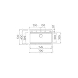 Lavaplatos Empotrable 79 x 51 cm Tegranite NOVA 80 WS-TG Black Teka