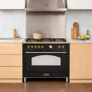 Cocina a Gas 5 Quemadores con Horno Eléctrico 94 L Dolcevita 90 cm Negra Lofra