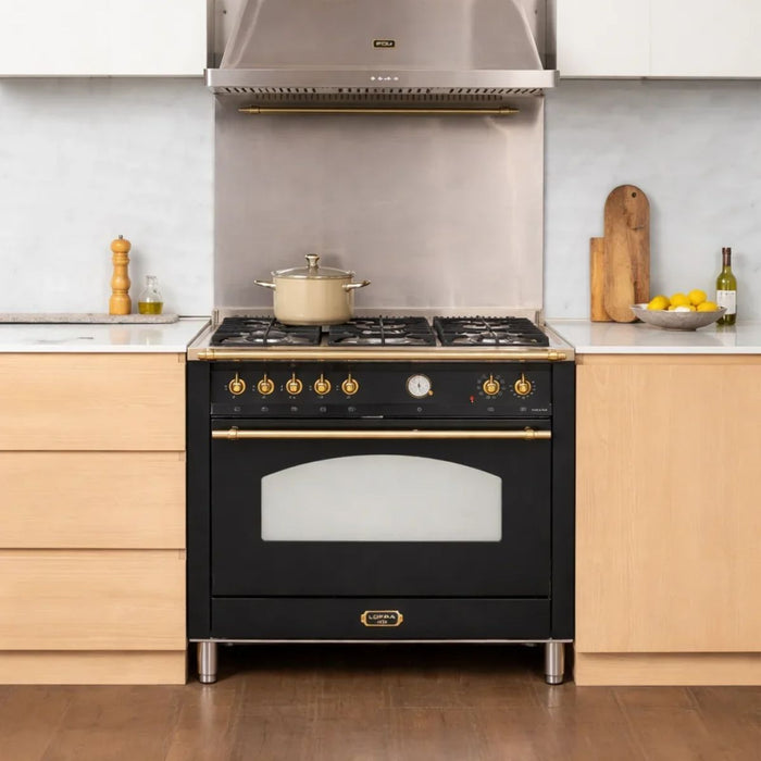 Cocina a Gas 5 Quemadores con Horno Eléctrico 94 L Dolcevita 90 cm Negra Lofra