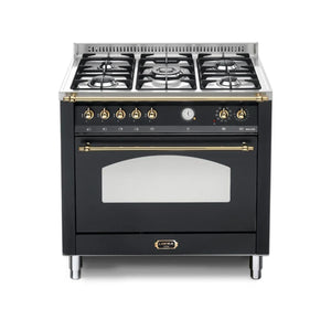 Cocina a Gas 5 Quemadores con Horno Eléctrico 94 L Dolcevita 90 cm Negra Lofra