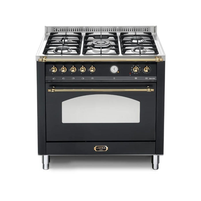 Cocina a Gas 5 Quemadores con Horno Eléctrico 94 L Dolcevita 90 cm Negra Lofra