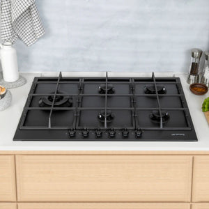 Encimera a Gas 75 cm 5 Quemadores Matt Black PX375LMB SMEG