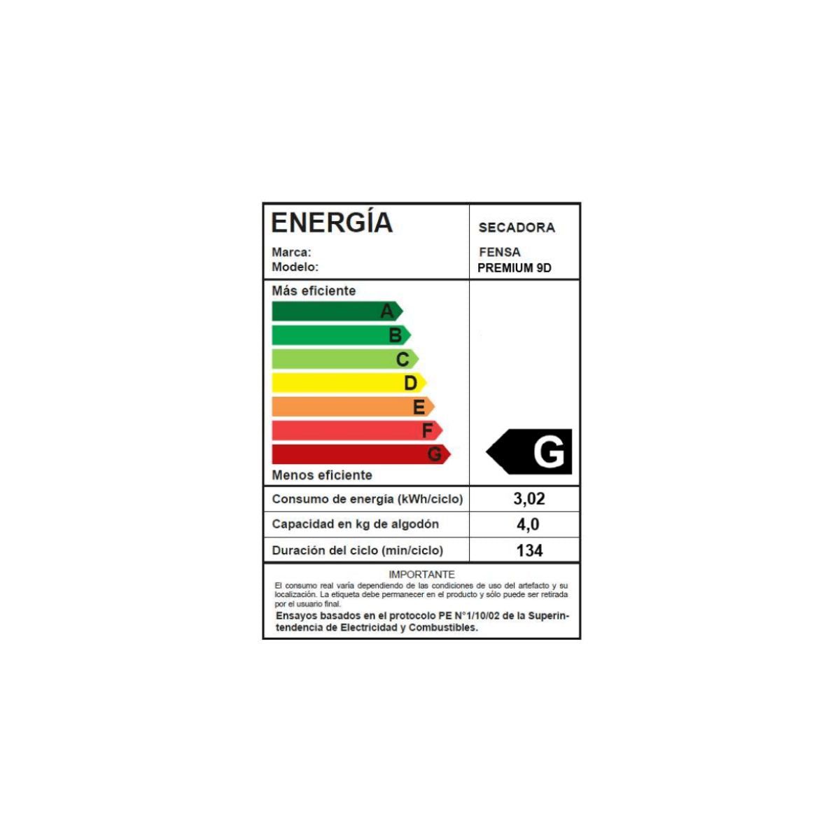 Secadora Automática Premium Care 9D 9 kg Fensa