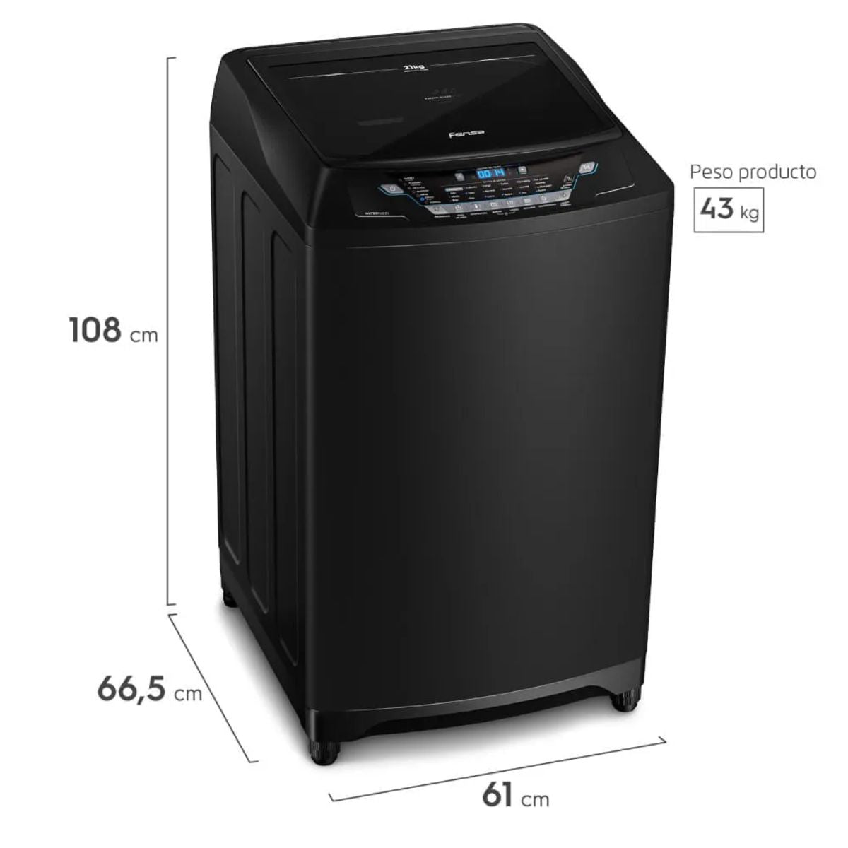 Lavadora Automática Premium Care 21 Black 21 kg Fensa