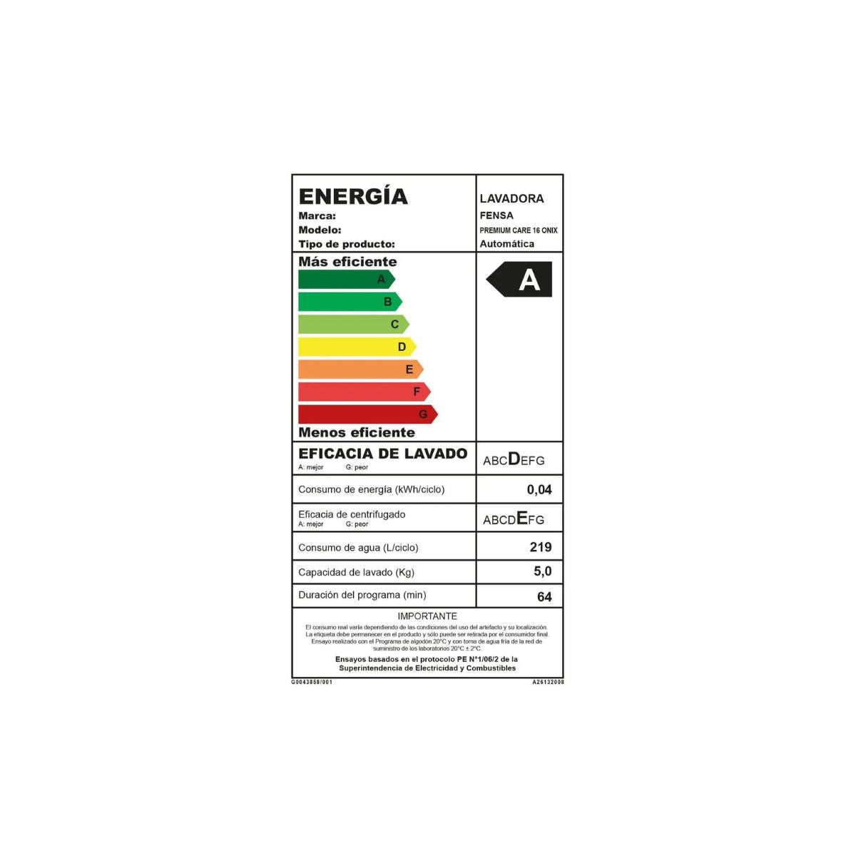 Lavadora Automática Premium Care 16 Onix 16 kg Fensa