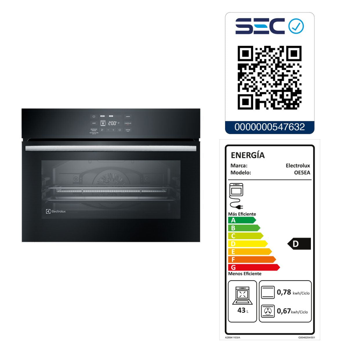 Horno Electrolux 50L Experience Air Fryer, PerfectCook360 y Panel Touch OE5EA