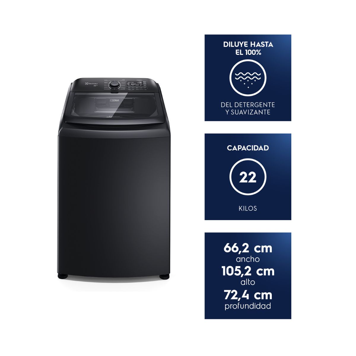 Lavadora Carga Superior 22 kg Negra Electrolux LS22Y
