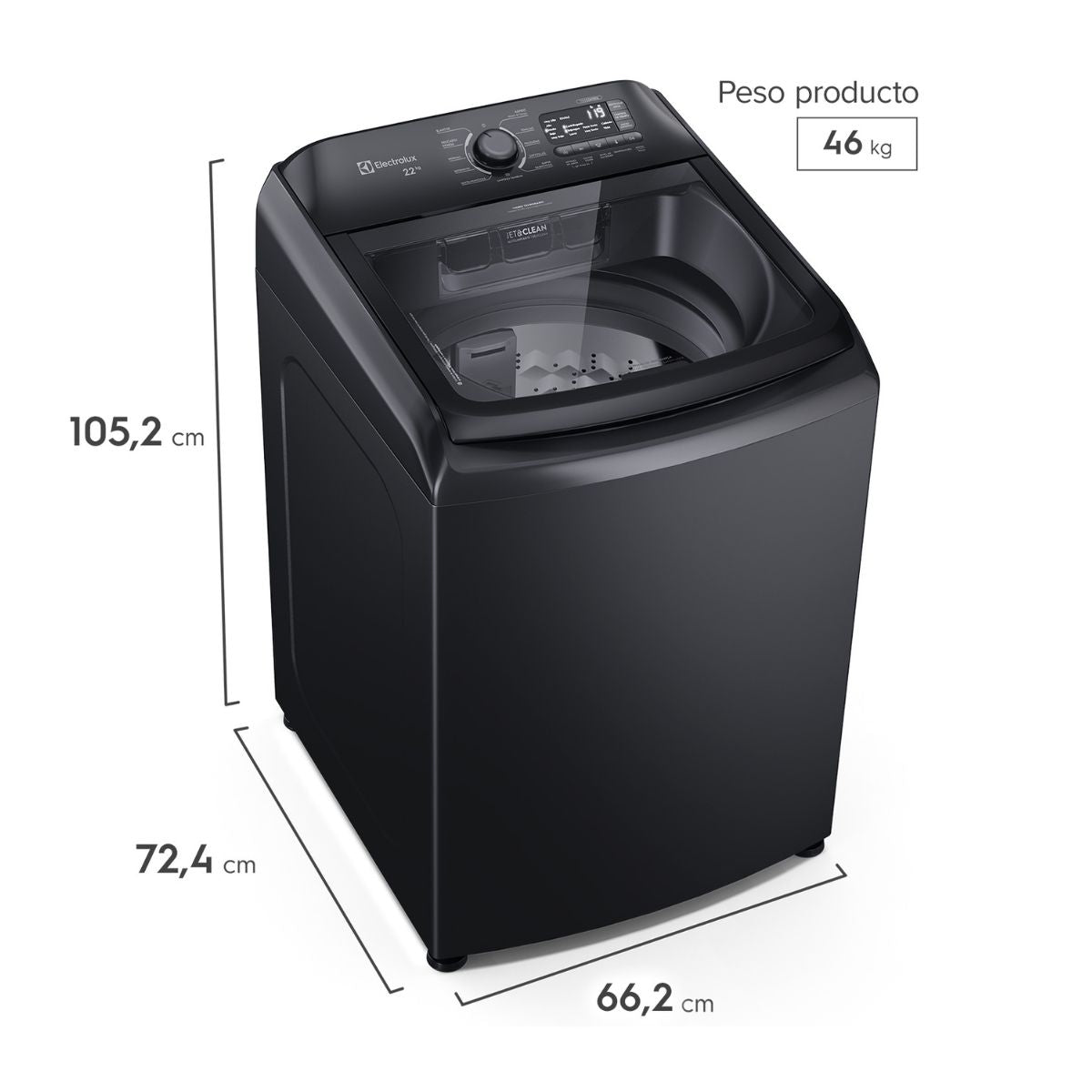 Lavadora Carga Superior 22 kg Negra Electrolux LS22Y