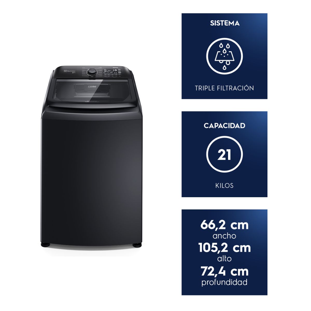 Lavadora Carga Superior 21 kg Negra Electrolux LEB21