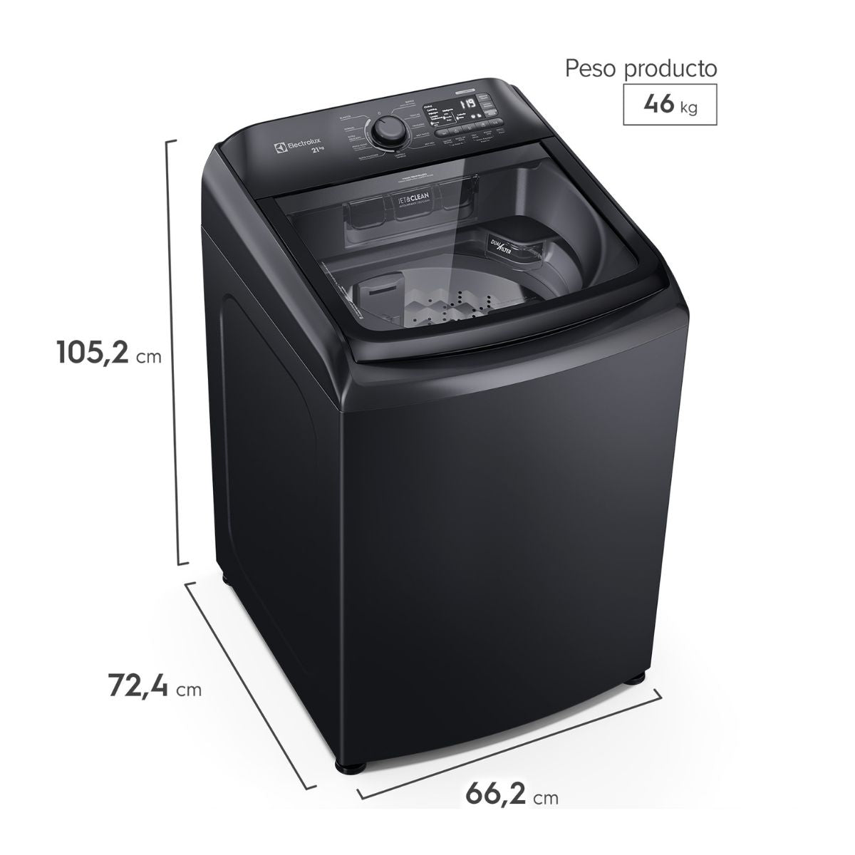 Lavadora Carga Superior 21 kg Negra Electrolux LEB21