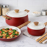 Batería de Cocina de Aluminio Forjado 7 Piezas Antiadherente Eco Cerámico Biella Fantuzzi