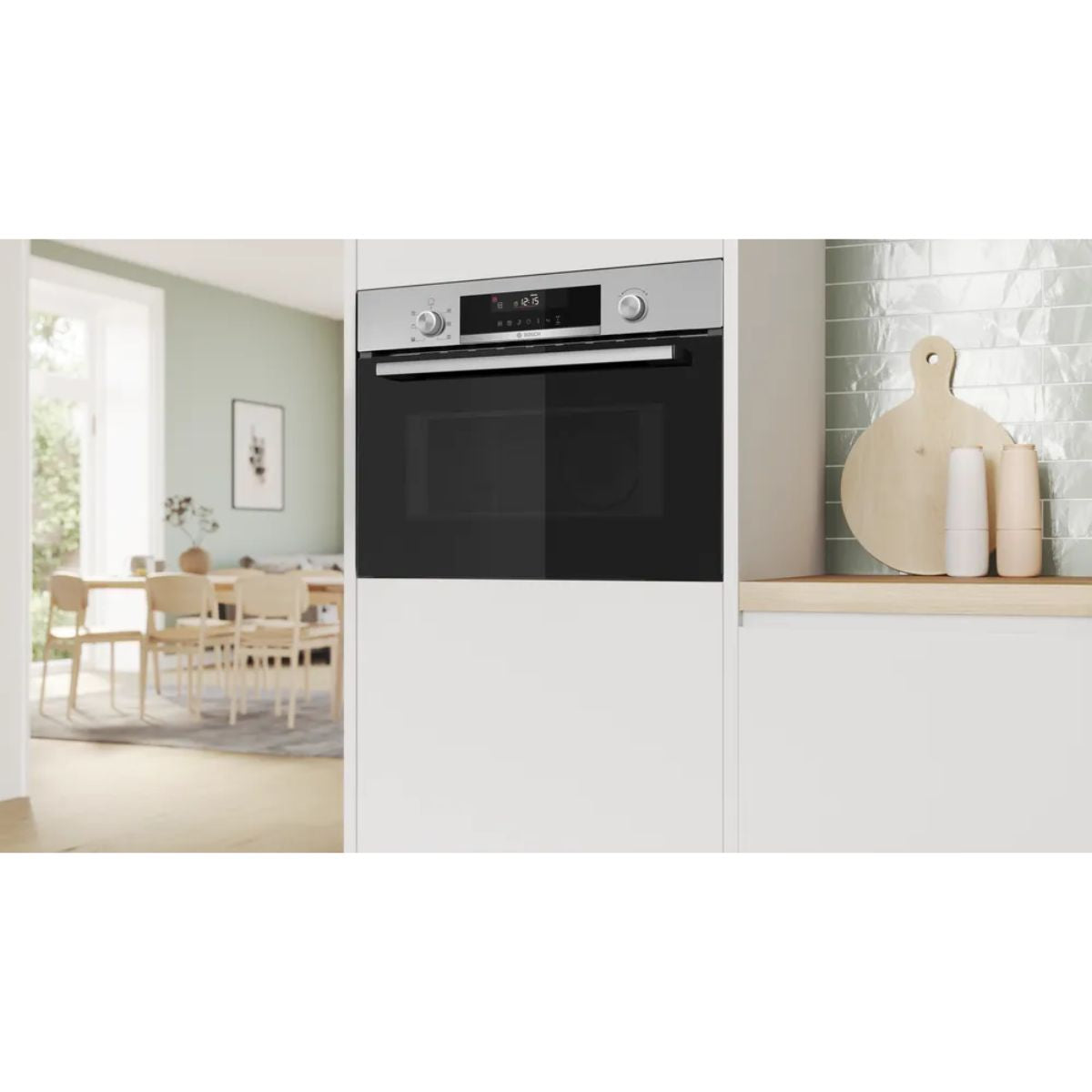 Horno compacto con microondas Serie 6 Acero inoxidable CMA585GS1 Bosch