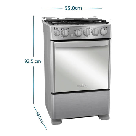 Cocina a Gas 55cm 4 Platos con Grill CMC5560FX1 Inox Mabe