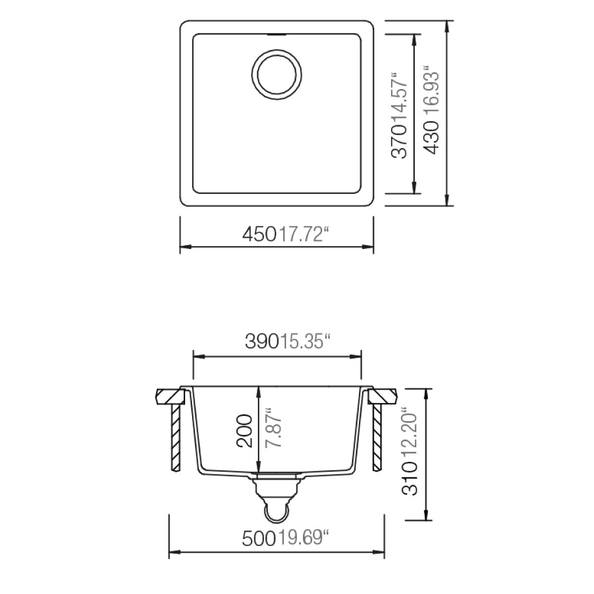 Lavaplatos Quadro N 100 S Onyx Schock