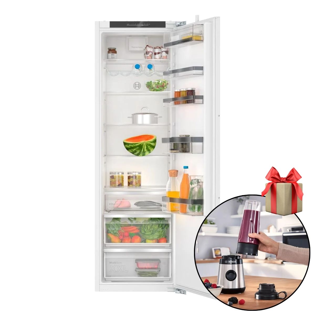 Refrigerador Integrable 310 L VitaFresh Serie 6 KIR81ADD0 Bosch + Licuadora de Vaso MMB2111M