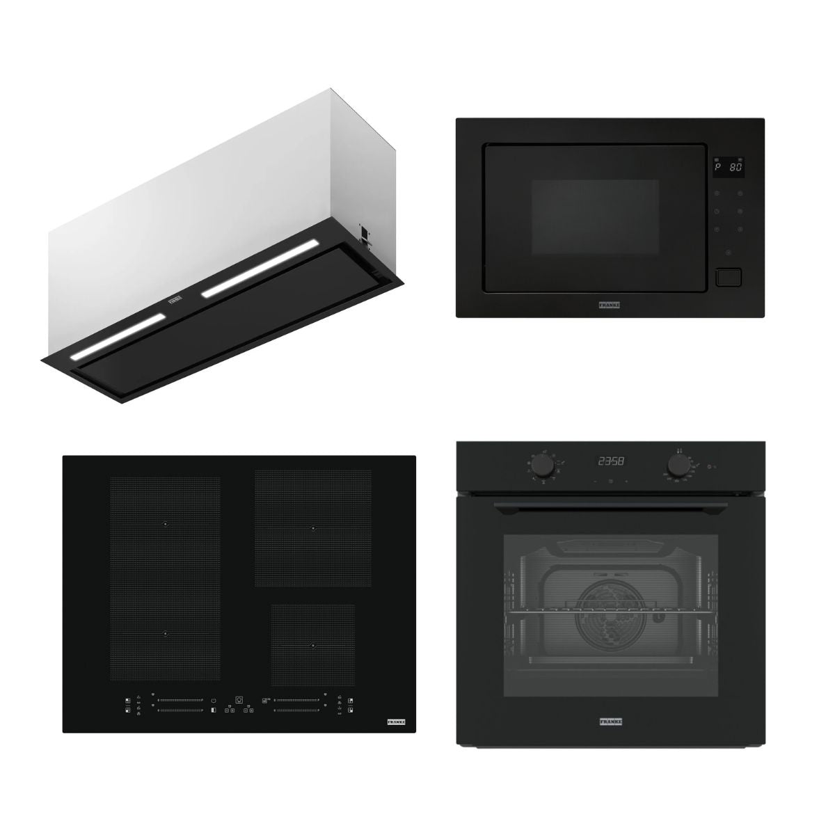 Kit Maris Negro Gas Franke Horno + Microondas + Campana + Encimera
