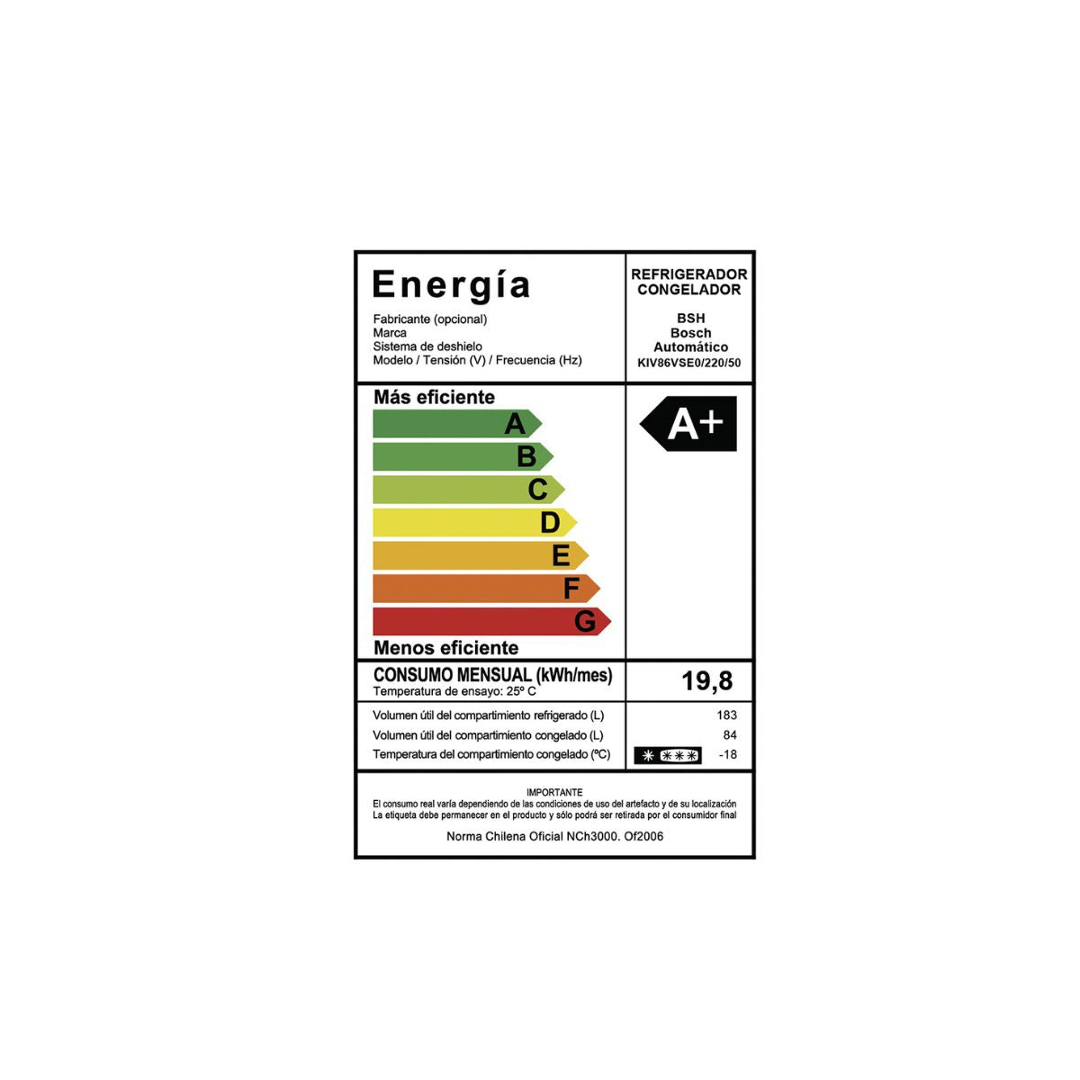Refrigerador Combi Panelado KIV86VSE0 Bosch