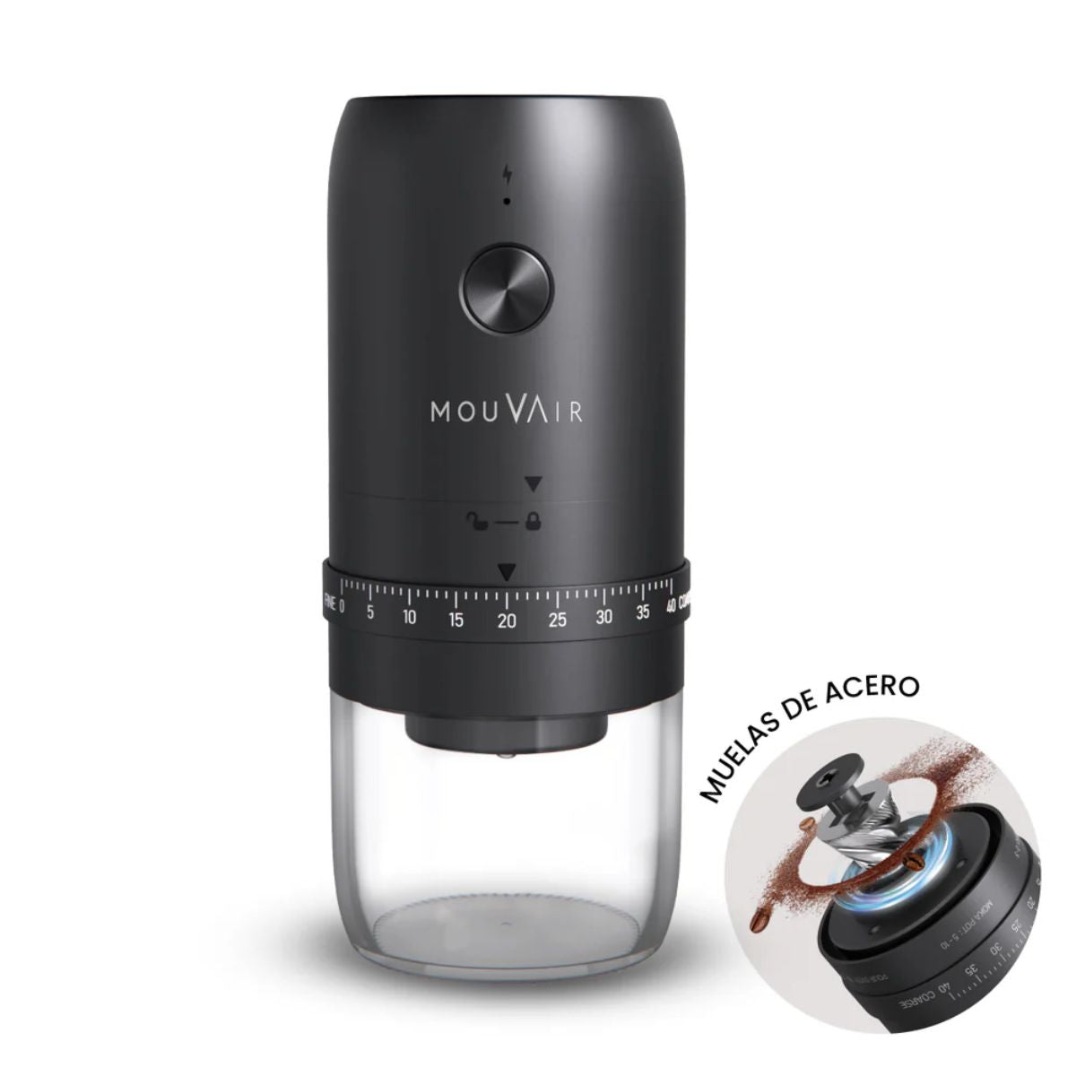 Molinillo de Café Eléctrico Ajustable con Muelas de Acero Pro Mouvair