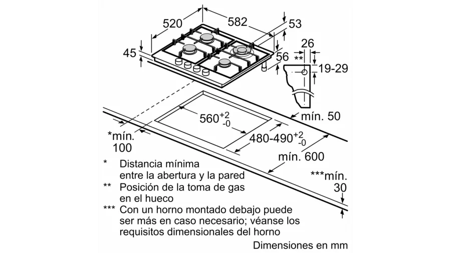 Encimera a gas PGH6B5B60 inox Bosch