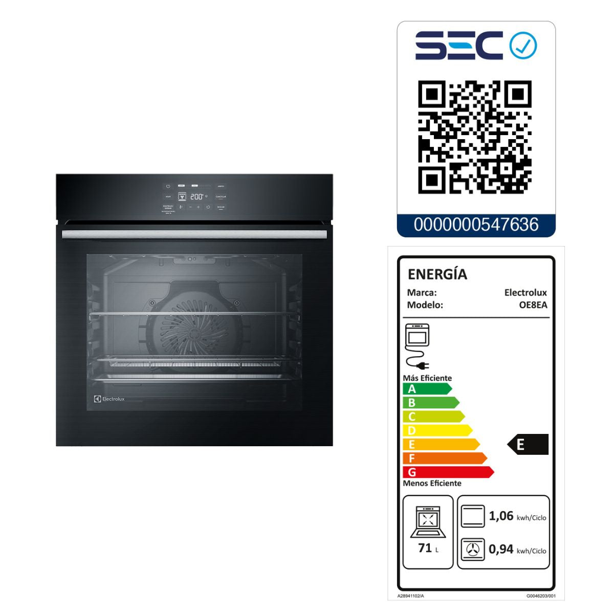 Horno Empotrable 90L OE8EA Experience Air Fry Electrolux