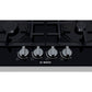 Encimera a gas 60cm Serie 4 PNH6B6B90 Cristal Negro Bosch