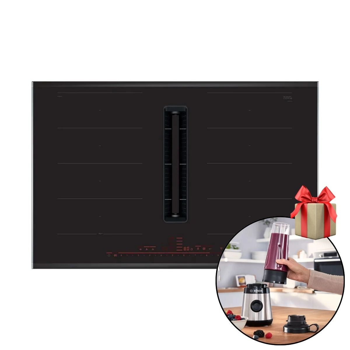 Encimera Inducción con Extractor Integrado 80 cm PXX875D67E Serie 8 Bosch + Licuadora de Vaso MMB2111M