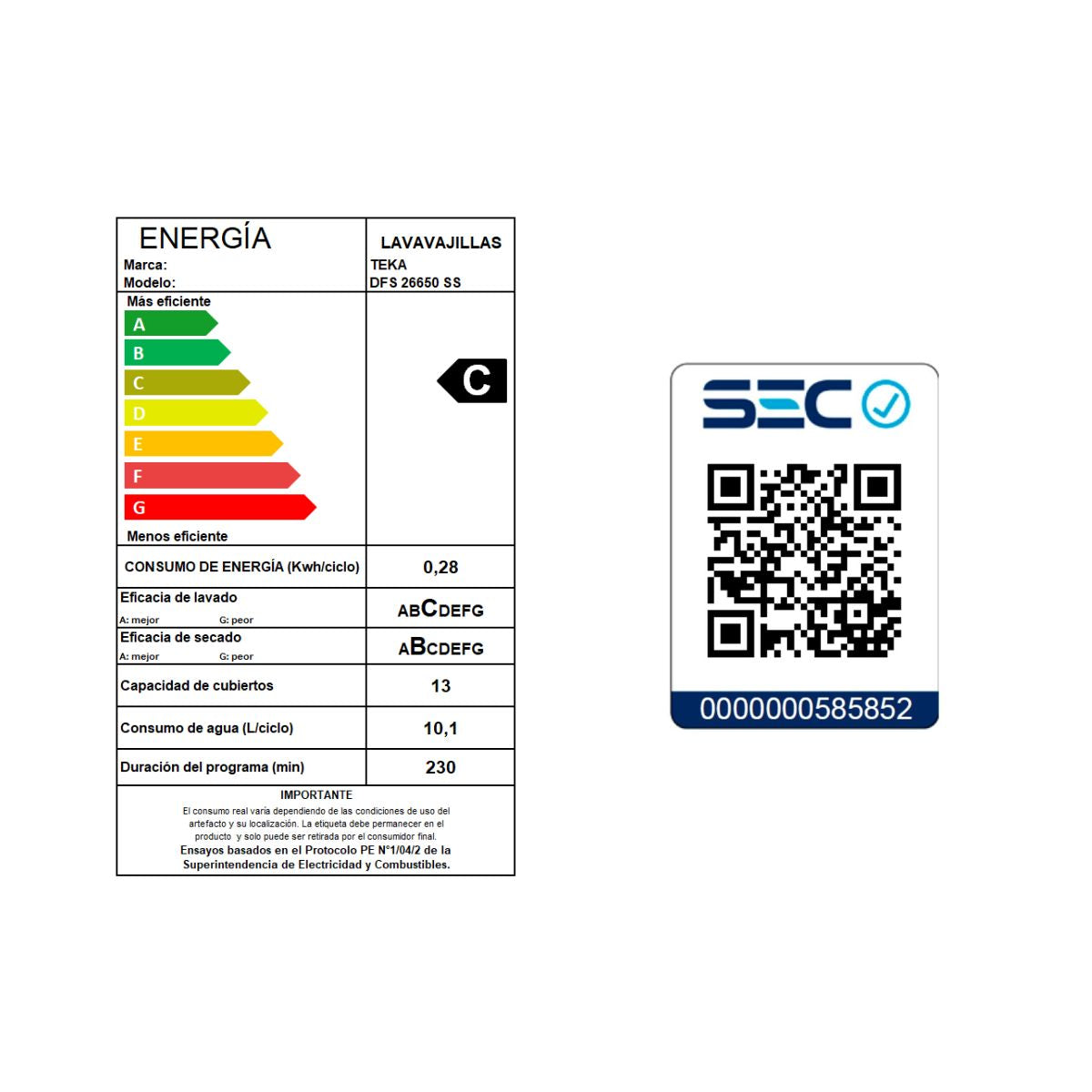 Lavavajillas Libre Instalación 60 cm 13 Cubiertos DFS 26650 SS TEKA