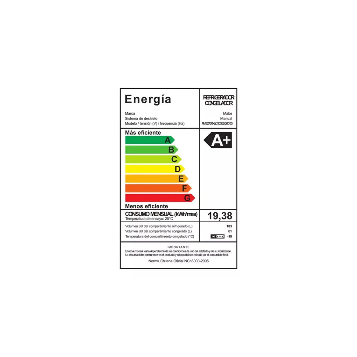 Refrigerador Frost 276 L Brutos Inox RMB276PXLCX0 Mabe