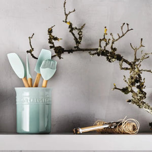 Set de 4 Espátulas + Bote 1.1L Sea Salt Le Creuset