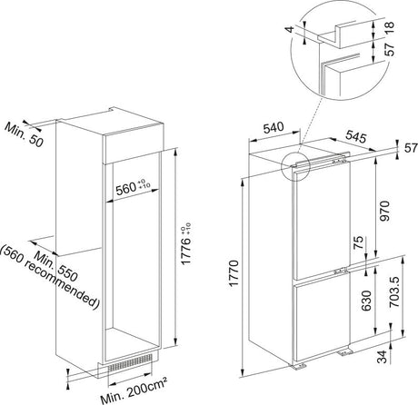 Refrigerador Panelado Combinado FCB 320 TNF NE E