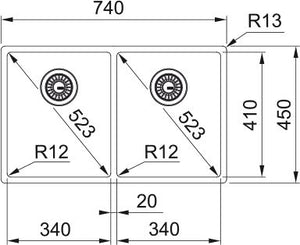 Lavaplatos BXX BOX 220/120 34-34 Franke