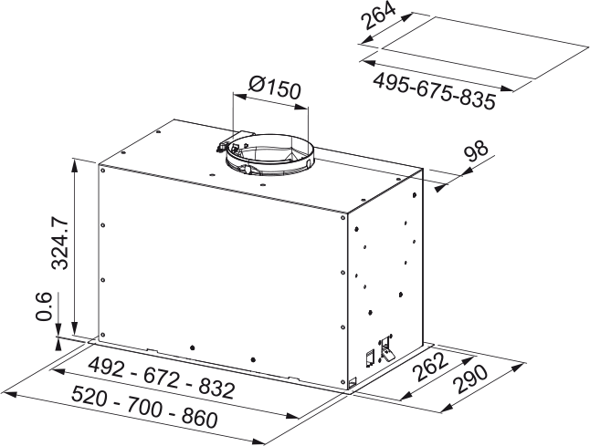 Campana Integrada a Mueble Box Flush Premium FBFP